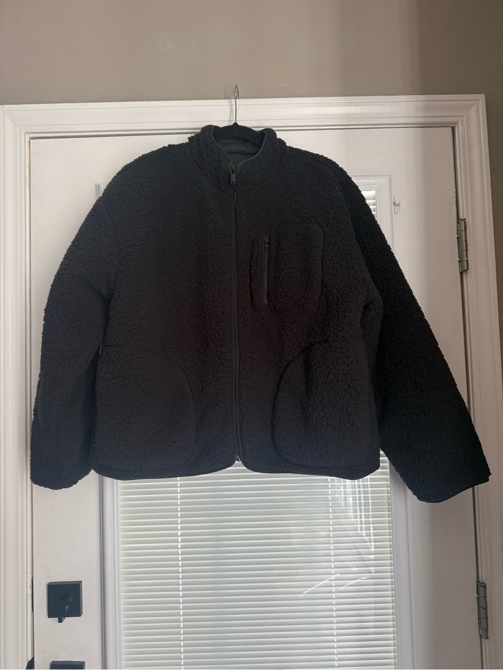 Gap Reversible Black Sherpa Zip-Up Jacket